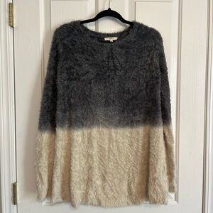 Cozy Two-Tone Grey and Beige Women's Sweater